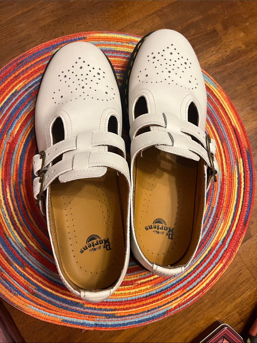 Dr. Martens White Leather Double-Strap Mary Jane Flats